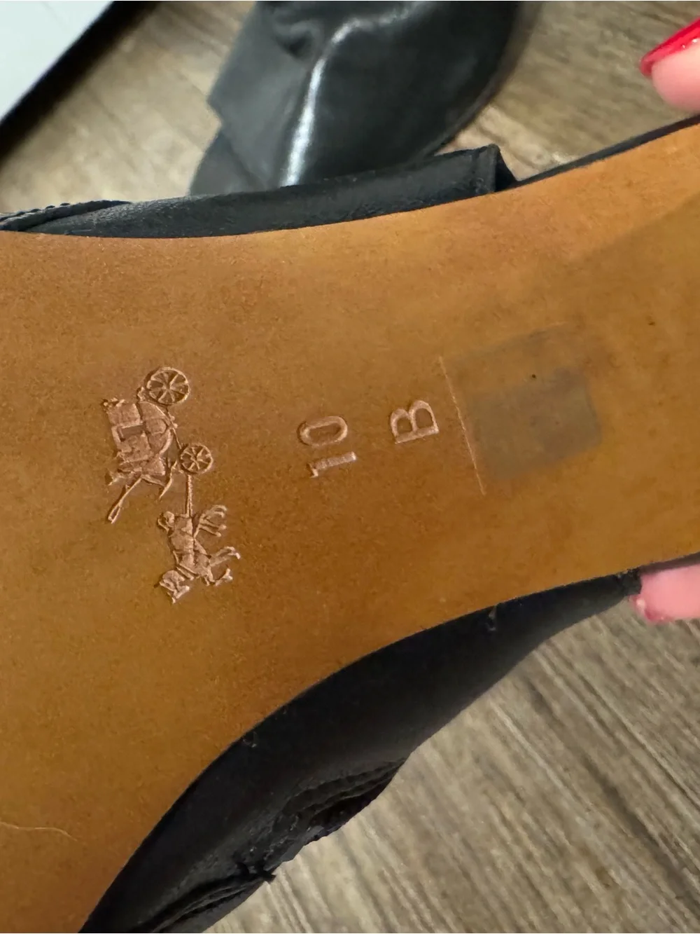 Coach Black Leather Open-Toe Ankle Booties with Buckle